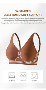 Women's Deep V Jelly Seamless Bra Wire-Free 3D Soft Support Thin Molding Leopard Print Solid Color Comfortable Bra Underwear
