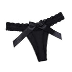 1pcs Sexy Lace Women G-string Bow Decor Elegant Lady Thongs Breathable Comfortable Sexy Lingerie Fashion Black Women Panties
