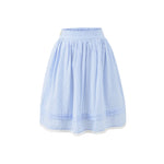 Spring French Style Fresh Slimming Blue Striped Lace Trimmed High Waist A-Line Short Skirt Half Skirt For Woman Casual HMJ9