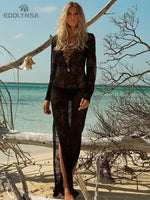New Arrivals Sexy Beach Cover up Crochet Women Swimwear Rash Guard Beach Kaftan Wrap Dress Robe de Plage Saida de Praia #Q194