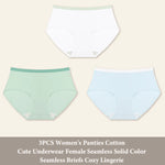 3Pcs/Set Women's Seamless Cotton Briefs Women Panties Solid Color Breathable Underwear Female Low Waist Soft Lingerie S-XXL