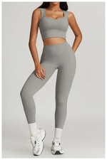 2 Pieces Yoga Suit Women Sexy Tight-Fitting Fitness Sports Set Gym Bra Elasticity High Waist Leggings Female Athletic Wear 8793