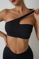 DIAS FIT JOY One-Shoulder Sexy Sports Bra Yoga Fitness Training Outwear with Detachable Beauty Back Design for Women