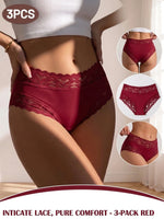 3PCS/Set Women's Sexy Lace Panties High Waist Hollow Out Briefs Breathable Underwear Female Elastic Soft Lingerie XS-XXL