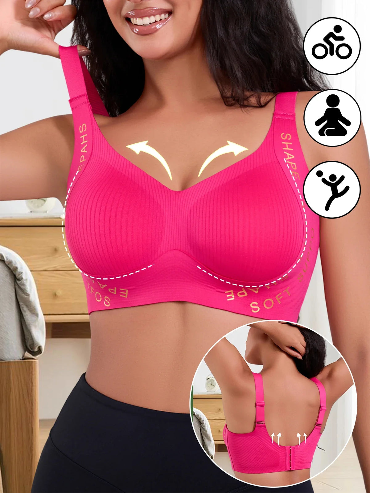 1pcs Women's Solid Seamless Underwear Jelly Glue Lady Bras No Wire And Anti-sagging PadComfortable Sports Female Brassiere