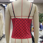 Summer Camisole Women Fashion Deep V Neck Sleeveless Spaghetti Strap Dot Print Lace Patchwork Bow Decor Vest