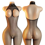 Transparent Fishnet Hollow Lingerie Set Women Hanging Neck Erotic Crotchless Bodystockings Open Bras BodySuits Hot Underwear Set