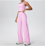 2PCS Yoga Set Women Tracksuit Nude Feeling Workout Sets Gym Clothes Push Up Fitness Running Sportswear Sport Straight tank suit