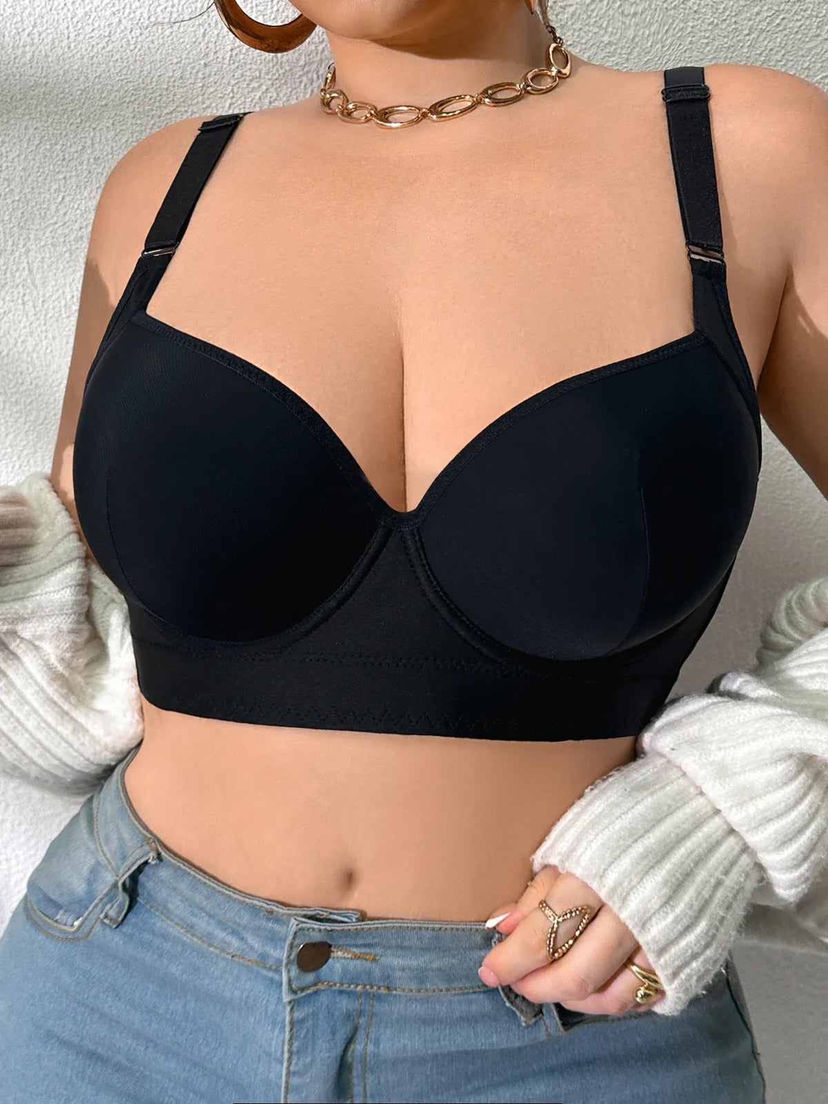 Push up Bra for Women Solid Color Plus Size Bras Thin Cup Underwire Bra Sexy Brassiere B C D E Cup