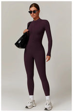 Zipper Workout Jumpsuit Sports Overalls Women Gym Clothing Running Long Sleeves Fitness Gym Tracksuit Short Sportswear Yoga Set