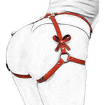 Sexy Woman Garter Lingerie Suit Erotic Crotchless PantiesAdjustable PU Leather G-string Underwear Goth Hip Belt Female Thongs
