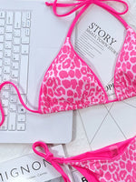 Sexy Mirco Bikini 2024 Women Neon Hot Pink Patchwork Triangle Swimsuit Beach Brazilian Bathing Suit Tie Side Thong Swimwear