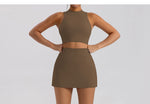Sports Short Skirt Yoga Set 2PCS Women Tracksuit Gym Tennis Skirt Set Workout Sportswear Golf Dance Athletic Sport Suit