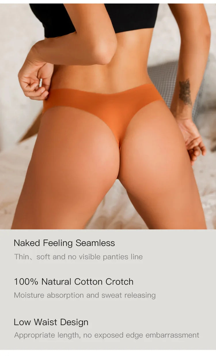 Ice Silk Seamless Thong Women Panties Sexy G String Leopard Underwear T Back Sports Yoga Girls Briefs Traceless Plus Size S-XL