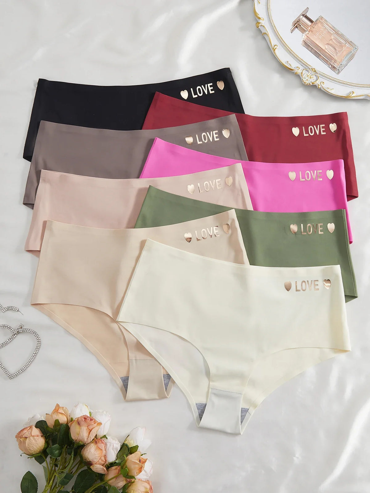 8pcs/Set Women Seamless High Waist Panties Letter Underwear Comfortable Stretchy Female Briefs
