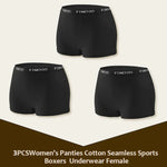 3Pcs Women's Cotton Boxers Panties Seamless Sports Underwear Female Solid Color Briefs Lingerie Intimate Underpant Finetoo S-XXL
