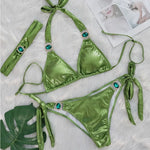 Glossy Sexy Bikinis 2026 Swimsuit With Rhinestones Women Swimwear Female Push Up Bikini Beach Swim Wear Bathing Suit Pool Bather