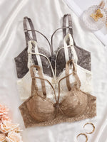 3Pcs Sexy Lace Women's Bra Crisscross Straps Underwire Push-Up Bralette Thin Soft Fashion Lingerie