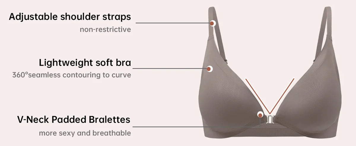 7 Pack Women's Sexy Bra Panties Set Front Closure Seamless Push-Up Wireless with Removable Padding Basic T-Shirt Lingerie