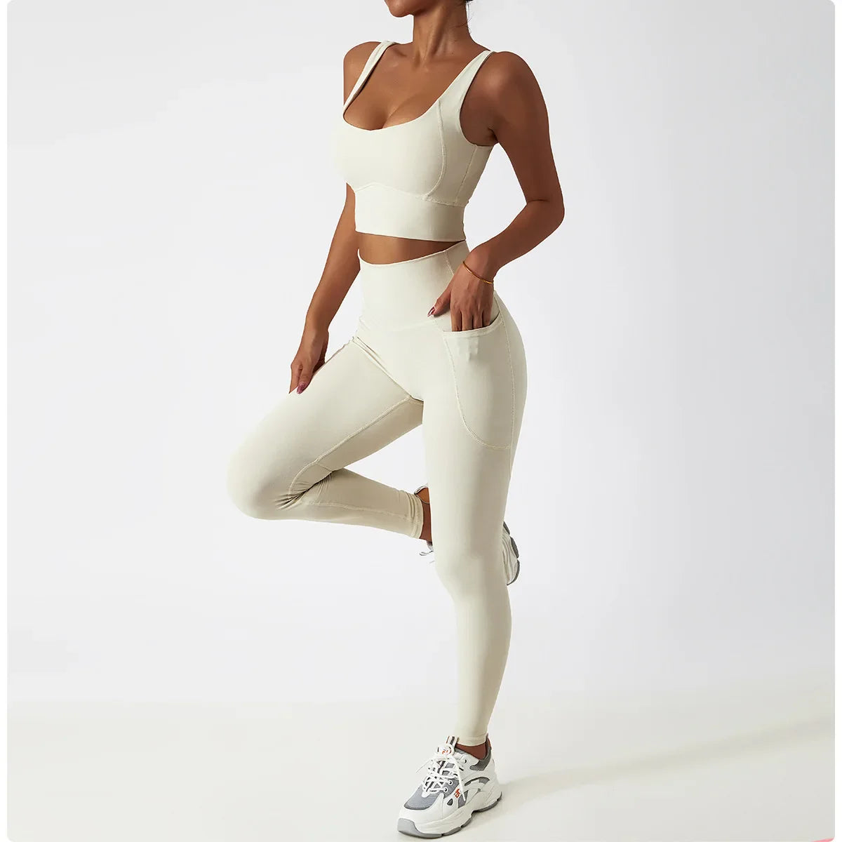 Cozy SkinFriendly Breathable Pocket Yoga Leggings Gym High Waist Sports Leggings Women Elasticity Fitness Running Hip Lift Pants