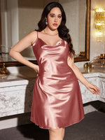 Plus Size Ice Silk Suspender Skirt Spring and Summer Sexy Printed Simple Pajamas Women's Home Wear Pajamas Nightgown Sleepwear