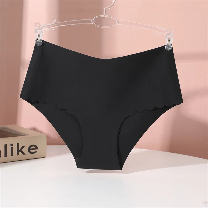 Seamless Women Briefs S-XXL Wave Edge V-shaped Underwear Panties Ice Silk Underwear For Women Low Waist Briefs One Piece Panty