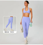 Fitness Sports Bra Women Halter Top High Support Push-up Open Back Gym Wear Hanging Neck Fitness Bar Yoga Bar Workout Underwear