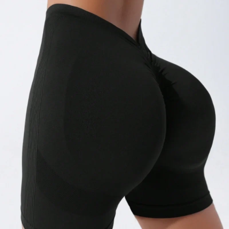 Seamless High Waisted Yoga Shorts From Europe And America Waist Tightening And Hip Lifting Fitness Pants Rear V-Waist