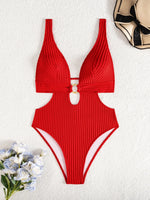 2026 Deep V Neck Cut Out Women Swimwear One Piece Swimsuit Female High Leg Cut Monokini Bather Backless Bathing Swim Beachwear