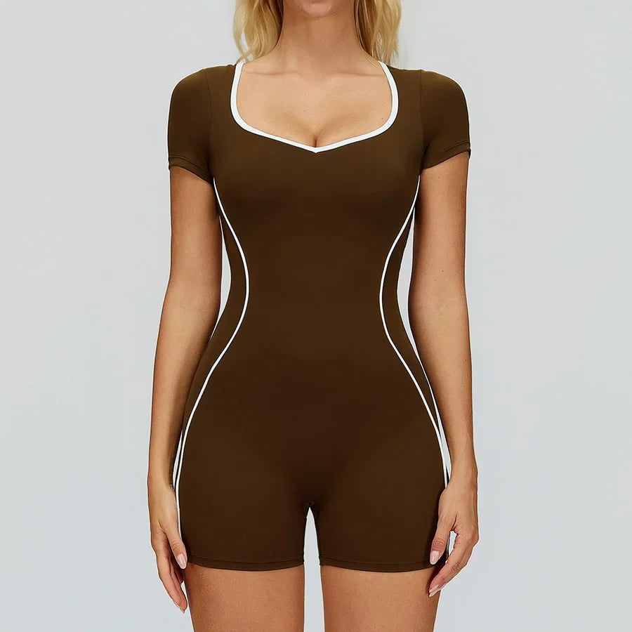 New Jumpsuit Yoga Shorts Backless Hollow Fitness Sportswear Workout Leggings One Piece Suits Sports Bodysuit Gym Women Clothes