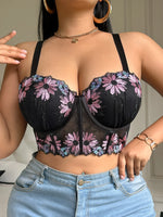 Plus Size Women Bra Floral Lace Patchwork Embroidery Thin Cup Push up Bra Comfortable Underwire Shapewear Bra for Women