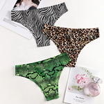 Ice Silk Seamless Snake Leopard Women Panties Sexy G String Thong Underwear T Back Girls Briefs Fitness Lingerie Plus Size M-XXL