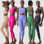 Yoga Set 2 Pieces Women's High Waisted Leggings Sports Vest Exercise Clothing Workout Outfits Fitness Sportswear Gym Tracksuit