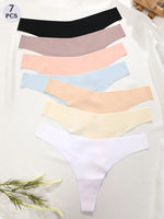 7PCS/Set Seamless Ice Silk Panties Women V-Waist Underwear Sexy Sports Briefs Panties Female Soft Ultra-thin Lingerie G-string