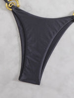 Sexy Thong Bikinis Sets Two Pieces Swimsuit Metal Hoops Link Swimwear Female Brazilian Biquini Triangle Beach Wear Bathing Suit