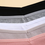3PCS Cotton Women's Panties Sexy Comfortable Underwear Female Low Waist Stripe Briefs Solid Color Breathable Soft Lingerie M-XL