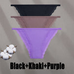 3PCS Women‘s Cotton Lace Panties Low Waist Briefs Comfortable Underwear Ladies Solid Color Underpants Girls Breathable Panty New