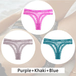 New 3Pcs Lace Thongs Women Floral G-string Underwear Trendy Letter T-Back Underpants Sexy Low Waist Bikini Panties Ladies Panty