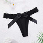 1pcs Sexy Lace Women G-string Bow Decor Elegant Lady Thongs Breathable Comfortable Sexy Lingerie Fashion Black Women Panties