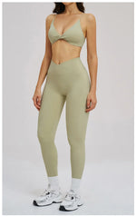 2PCS Yoga Suit Sports Set Women Fitness Quick-Drying Gym Tracksuit Running Nude Feeling Workout Outfit Sport Bra Leggings Suit