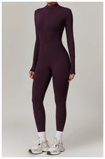 Zipper Workout Jumpsuit Sports Overalls Women Gym Clothing Running Long Sleeves Fitness Gym Tracksuit Short Sportswear Yoga Set