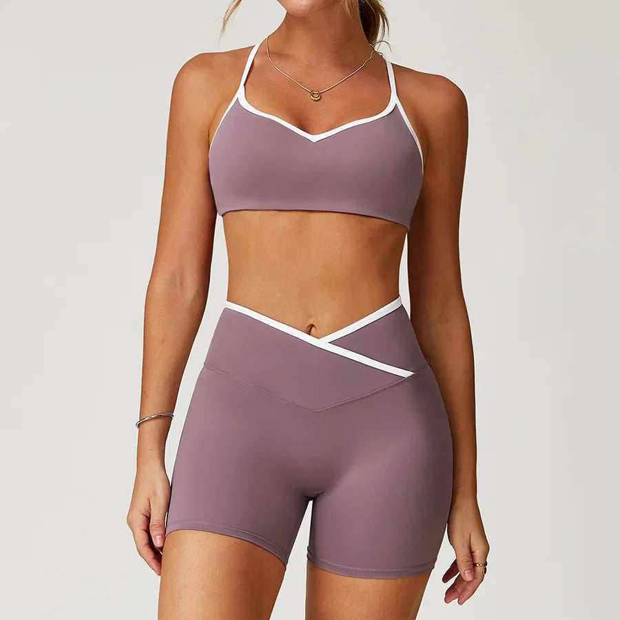 Sportswear Woman Gym Sports Bra Shorts Leggings 2 Piece Set Workout Naked Feeling Seamless Female Fitness Clothing Tracksuits
