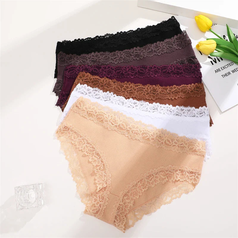 Sexy Cotton Lace Panty Women Low Waist Panties Underwear S-XL Solid Color Ladies Briefs Lingere Underware Comfortable Women