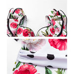 Vintage Ruffles Red Floral Print One Piece Swimsuit and Skirt Set Swimwear 2024 Push Up Underwire Bathing Suit Padded Monokini
