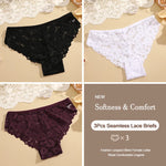 3Pcs Lace Sexy Transparent Panty Women's Panties Sexy Breathable Pink-Brown Series Underwear Female Low Waist Soild Lingerie