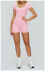 New Jumpsuit Yoga Shorts Backless Hollow Fitness Sportswear Workout Leggings One Piece Suits Sports Bodysuit Gym Women Clothes