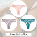 New 3Pcs Lace Thongs Women Floral G-string Underwear Trendy Letter T-Back Underpants Sexy Low Waist Bikini Panties Ladies Panty
