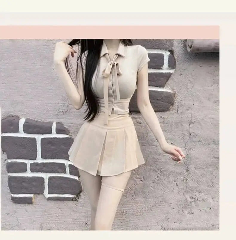 WOMENGAGA Korea Style Sexy Slim High Waist Strap A-line Half Length Skirt Fashion Women Skorts JK Sweet 2023 NewOW3W