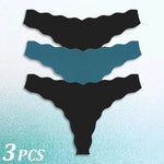 3PCS Women Seamless Panties Wavy Design Ultra-thin Panties Women Ice Silk Underwear Sexy Panty Low Waist G-string Female Solid