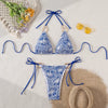 Triangle Bikini String Women Two Pieces Swimsuit Female Swimwear Halter Bikinis Set Blue Black Beachwear Padded Bathing Suit test